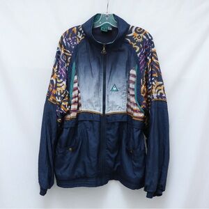 Le Coq Sportif Vintage Windbreaker Track Suit Jacket Navy Multicolor Mens XL